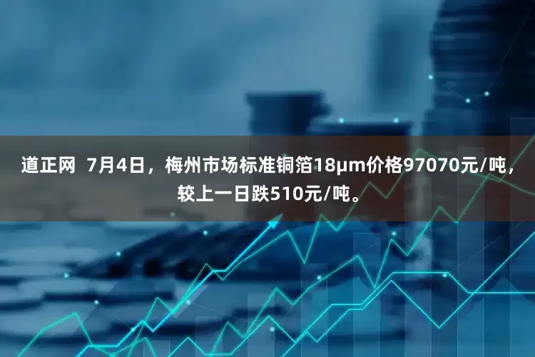 道正网  7月4日，梅州市场标准铜箔18μm价格97070元/吨，较上一日跌510元/吨。